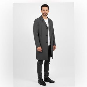 1950s Men's Classic Charcoal Trench Coat